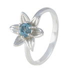 Blue Topaz Solitaire Japanese Silver Blue Gems Delicate Contemporary Ring Jewelry