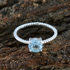Blue Topaz Solitaire Japanese 925 Sterling Silver Blue Gemstone Delicate Twist Ring Jewelry