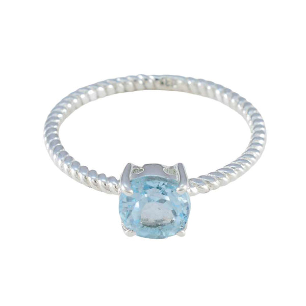 Blue Topaz Solitaire Japanese 925 Sterling Silver Blue Gemstone Delicate Twist Ring Jewelry