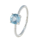 Blue Topaz Solitaire Japanese 925 Sterling Silver Blue Gemstone Delicate Twist Ring Jewelry