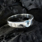 Blue Topaz Solitaire Indian Silver Blue Gems Slim Graceful Ring Jewelry