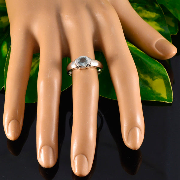 Blue Topaz Solitaire French 925 Silver Blue Gems Featherlight Fairytale Ring Jewelry