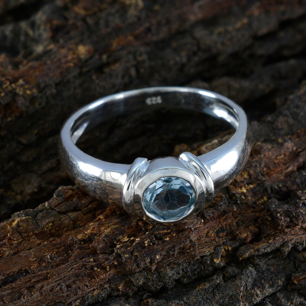 Blue Topaz Solitaire French 925 Silver Blue Gems Featherlight Fairytale Ring Jewelry