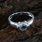 Blue Topaz Solitaire French 925 Silver Blue Gems Featherlight Fairytale Ring Jewelry