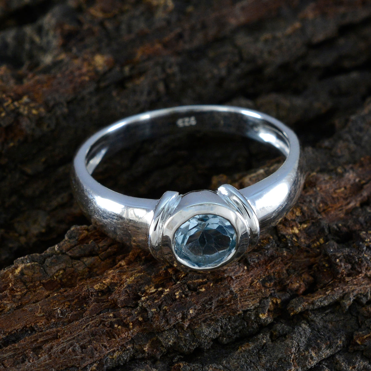 Blue Topaz Solitaire French 925 Silver Blue Gems Featherlight Fairytale Ring Jewelry