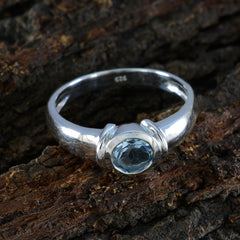 Blue Topaz Solitaire French 925 Silver Blue Gems Featherlight Fairytale Ring Jewelry