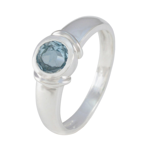 Blue Topaz Solitaire French 925 Silver Blue Gems Featherlight Fairytale Ring Jewelry