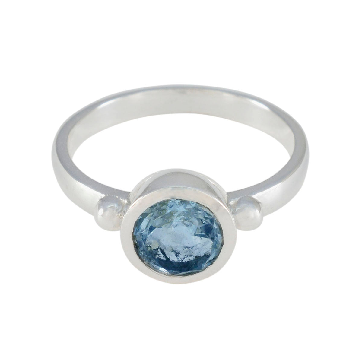 Blauer Topas Solitär Russisches 92,5 Silber Blaue Edelsteine Schlanker Märchenring Schmuck メイン画像