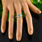 Blue Topaz Solitaire Korean 925 Sterling Silver Blue Gemstone Delicate Twist Ring Jewelry