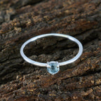 Blue Topaz Solitaire Turkish 92.5 Silver Blue Gems Minimalist Romantic Ring Jewelry