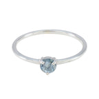 Blue Topaz Solitaire Turkish 92.5 Silver Blue Gems Minimalist Romantic Ring Jewelry