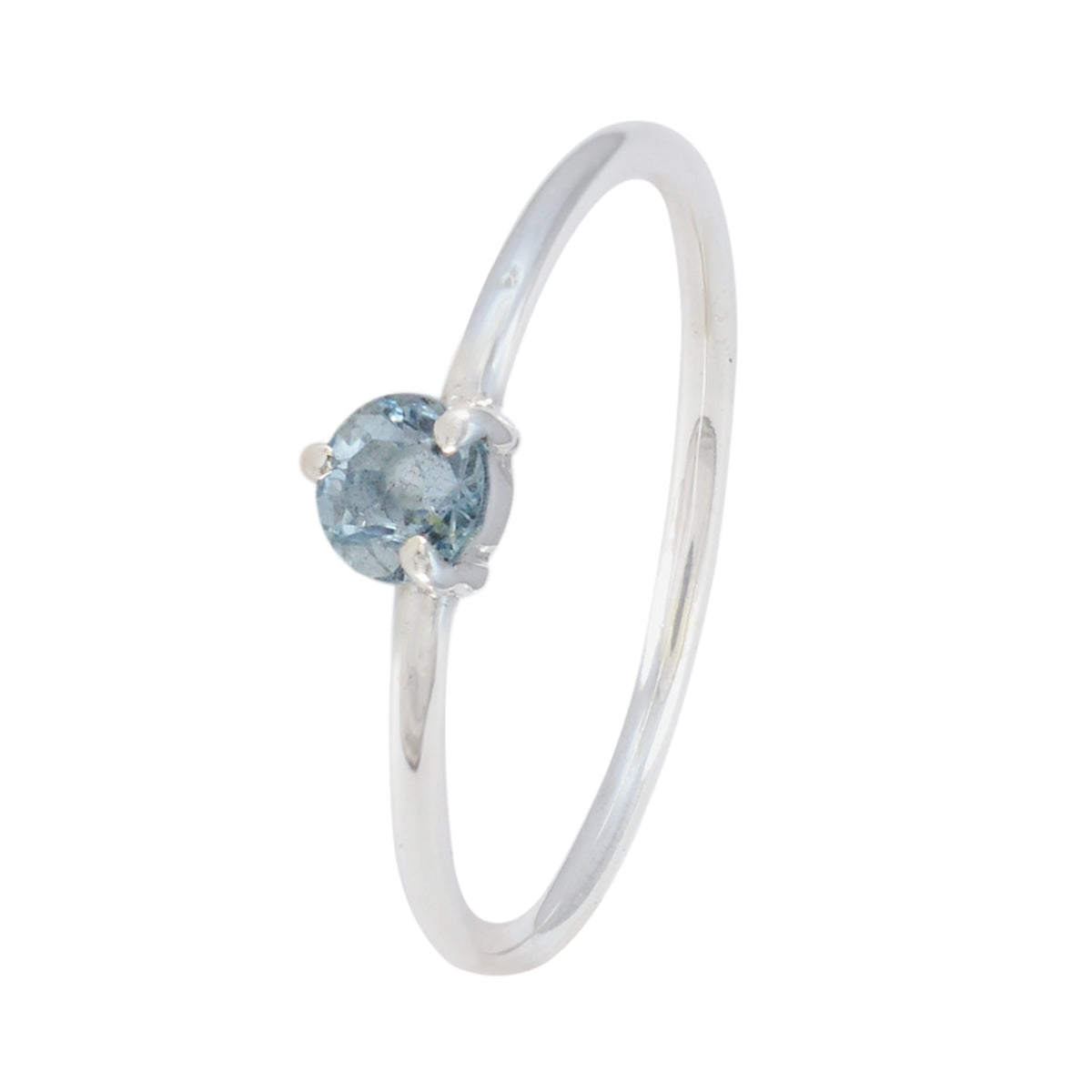 Blue Topaz Solitaire Turkish 92.5 Silver Blue Gems Minimalist Romantic Ring Jewelry