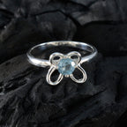 Blue Topaz Solitaire Japanese Sterling Silver Blue Gemstone Dainty Trendy Ring Jewellery