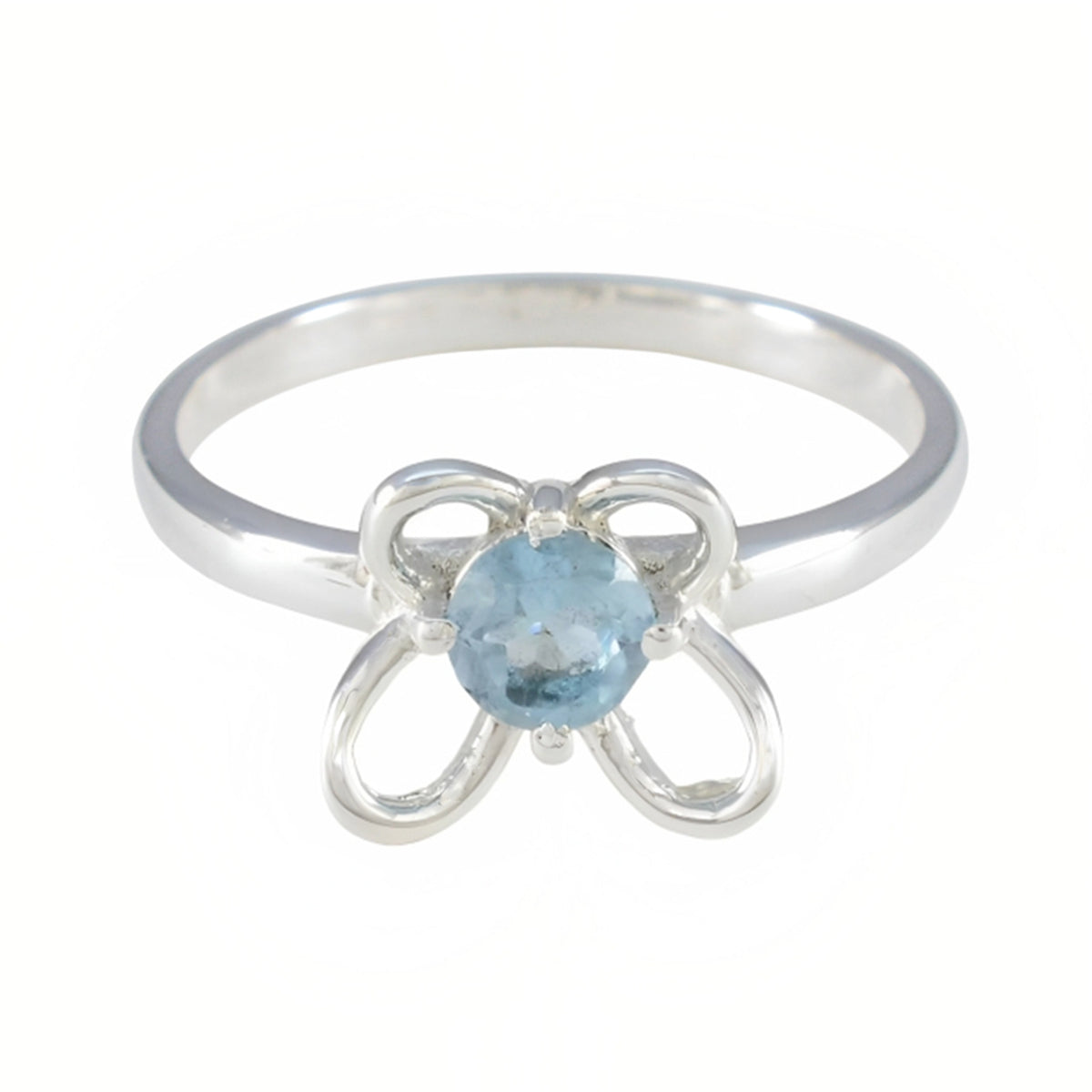 Blue Topaz Solitaire Japanese Sterling Silver Blue Gemstone Dainty Trendy Ring Jewellery