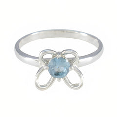 Blue Topaz Solitaire Japanese Sterling Silver Blue Gemstone Dainty Trendy Ring Jewellery