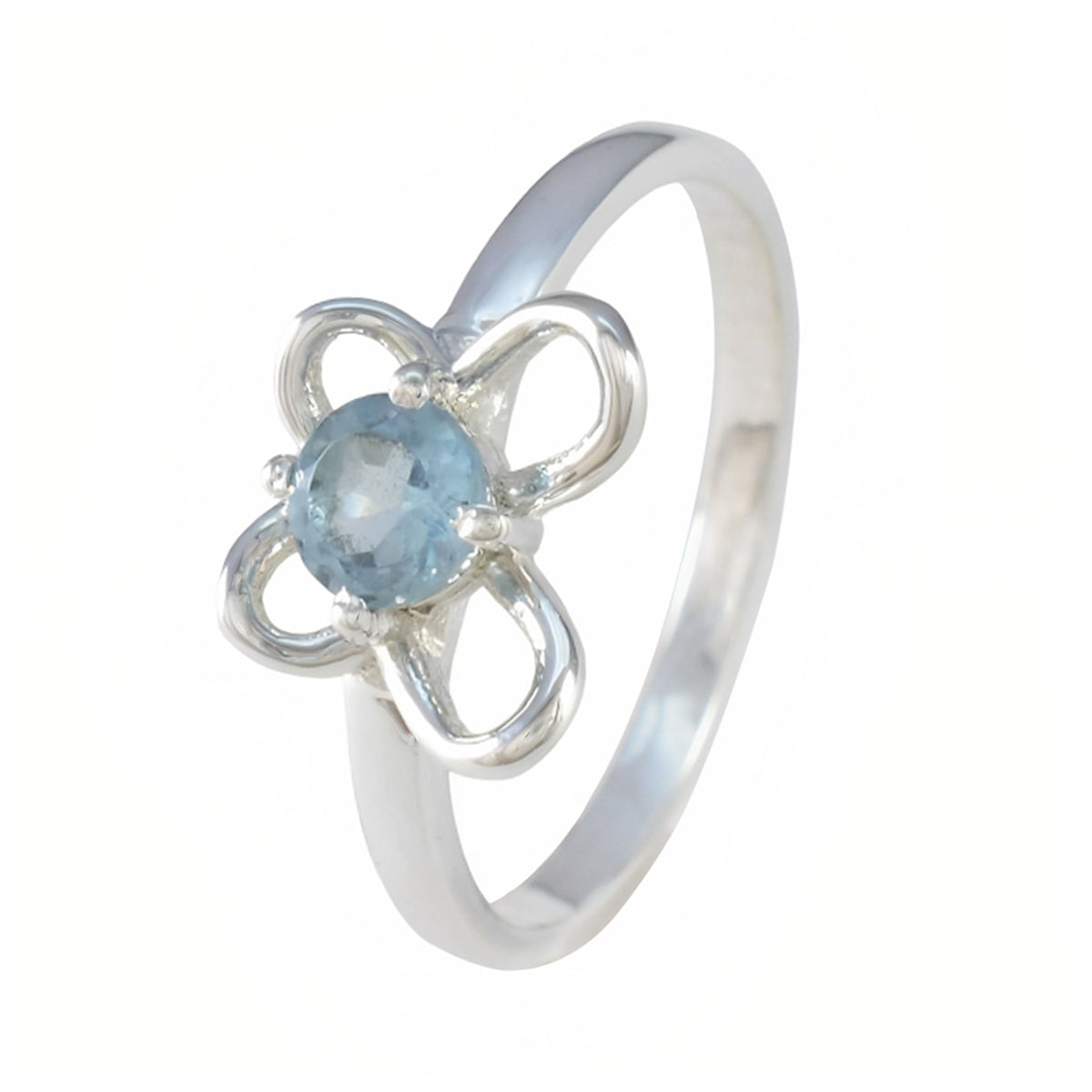 Blue Topaz Solitaire Japanese Sterling Silver Blue Gemstone Dainty Trendy Ring Jewellery