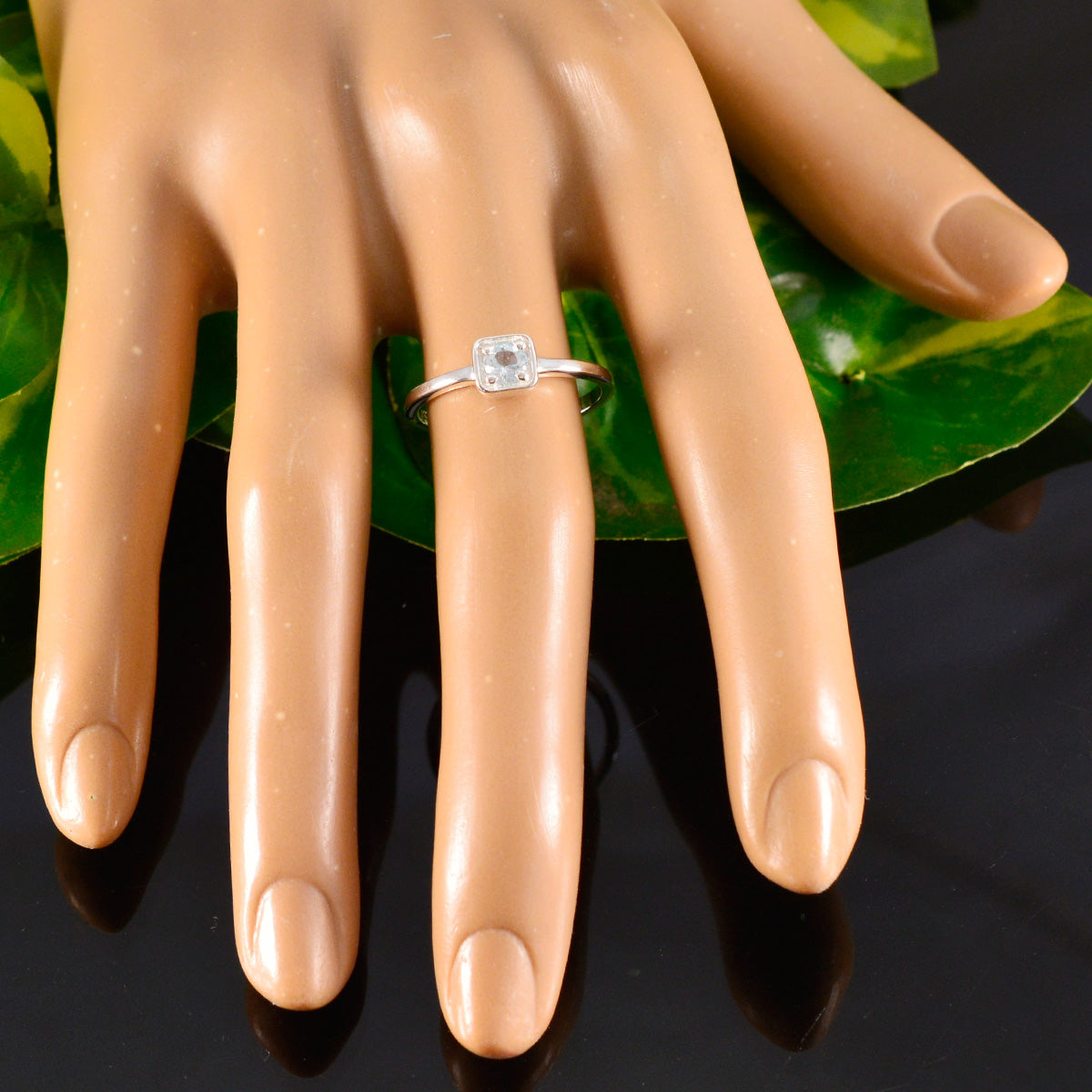 Blue Topaz Solitaire American 92.5 Silver Blue Gems Delicate Fairytale Ring Jewellery