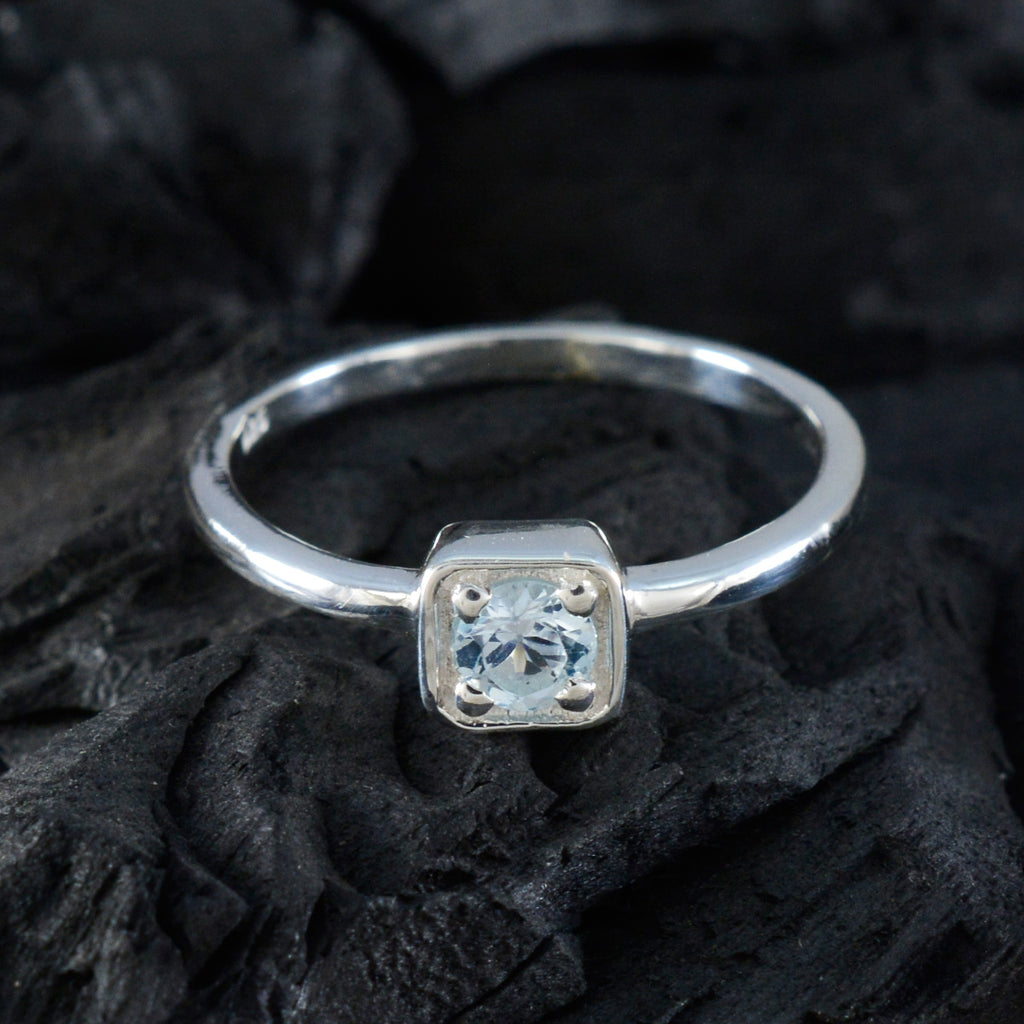 Blue Topaz Solitaire American 92.5 Silver Blue Gems Delicate Fairytale Ring Jewellery