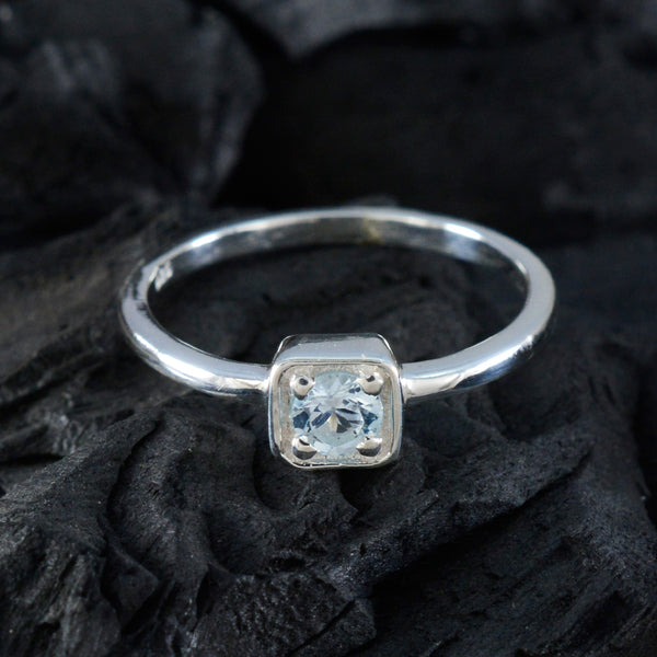 Blue Topaz Solitaire American 92.5 Silver Blue Gems Delicate Fairytale Ring Jewellery