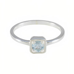 Blue Topaz Solitaire American 92.5 Silver Blue Gems Delicate Fairytale Ring Jewellery