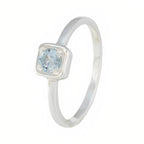 Blue Topaz Solitaire American 92.5 Silver Blue Gems Delicate Fairytale Ring Jewellery