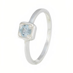 Blue Topaz Solitaire American 92.5 Silver Blue Gems Delicate Fairytale Ring Jewellery