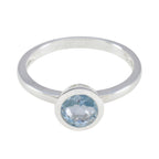 Blue Topaz Solitaire American Silver Blue Gemstones Dainty Abstract Ring Jewelry