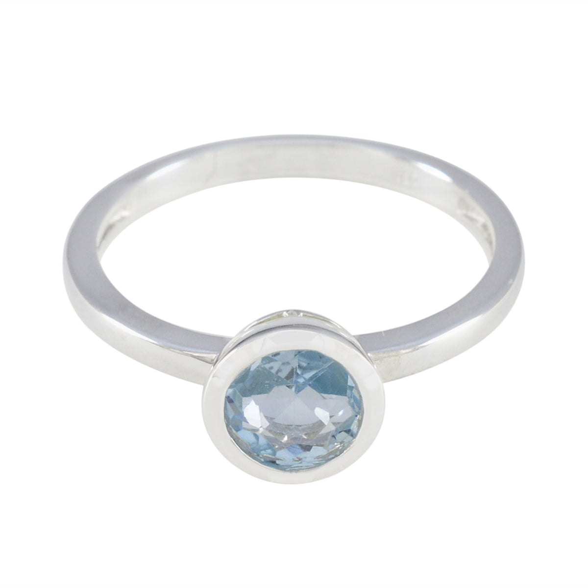 Blue Topaz Solitaire American Silver Blue Gemstones Dainty Abstract Ring Jewelry