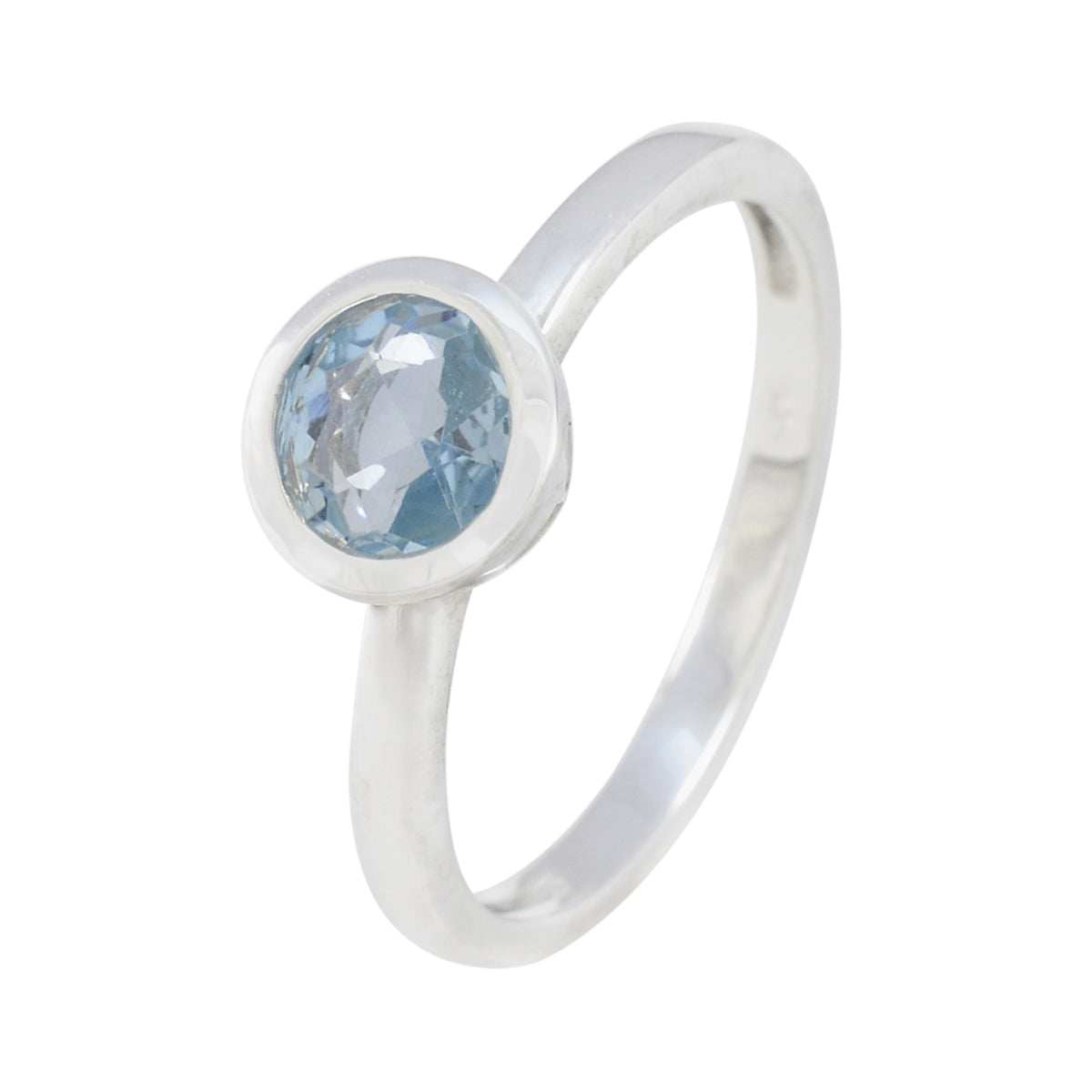Blue Topaz Solitaire American Silver Blue Gemstones Dainty Abstract Ring Jewelry