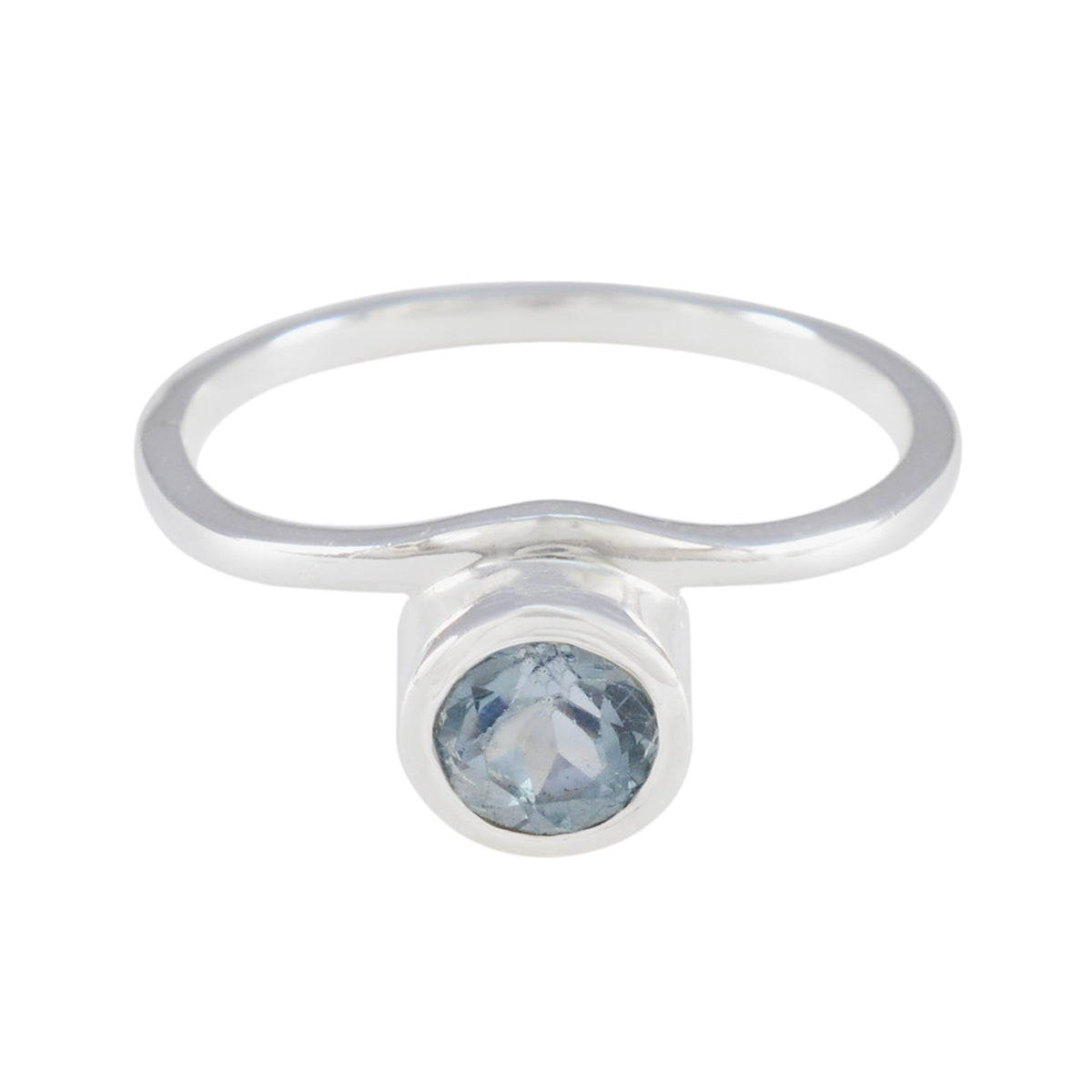 Blue Topaz Solitaire American 92.5 Silver Blue Gemstone Delicate Graceful Ring Jewelry メイン画像