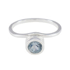 Blue Topaz Solitaire American 92.5 Silver Blue Gemstone Delicate Graceful Ring Jewelry