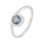 Blue Topaz Solitaire American 92.5 Silver Blue Gemstone Delicate Graceful Ring Jewelry