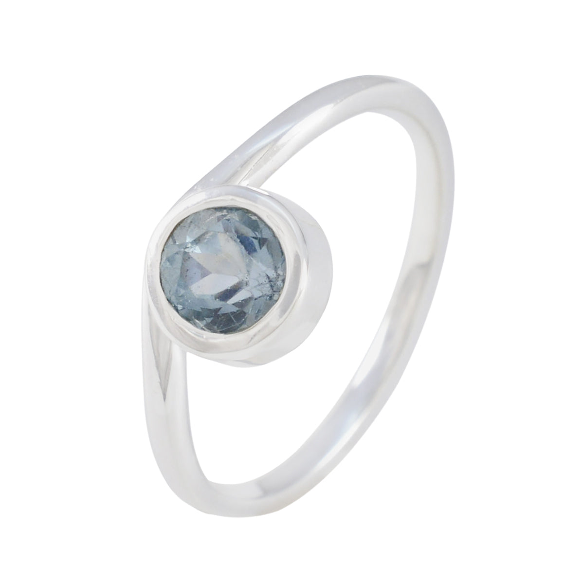 Blue Topaz Solitaire American 92.5 Silver Blue Gemstone Delicate Graceful Ring Jewelry