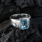 Blue Topaz Solitaire Moroccan Silver Blue Gemstone Eye catching Trendy Ring Jewellery