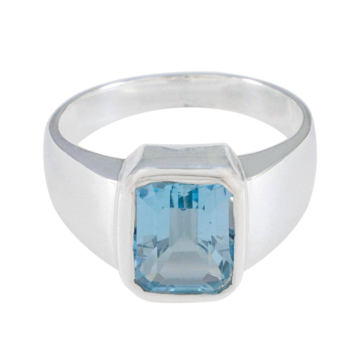 Blue Topaz Solitaire Moroccan Silver Blue Gemstone Eye catching Trendy Ring Jewellery Immagine principale del prodotto