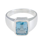 Blue Topaz Solitaire Moroccan Silver Blue Gemstone Eye catching Trendy Ring Jewellery