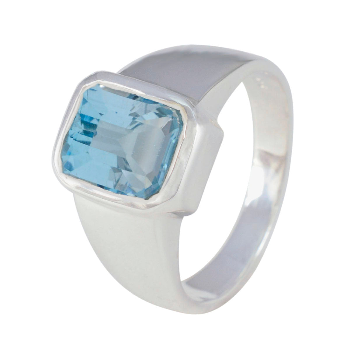 Blue Topaz Solitaire Moroccan Silver Blue Gemstone Eye catching Trendy Ring Jewellery