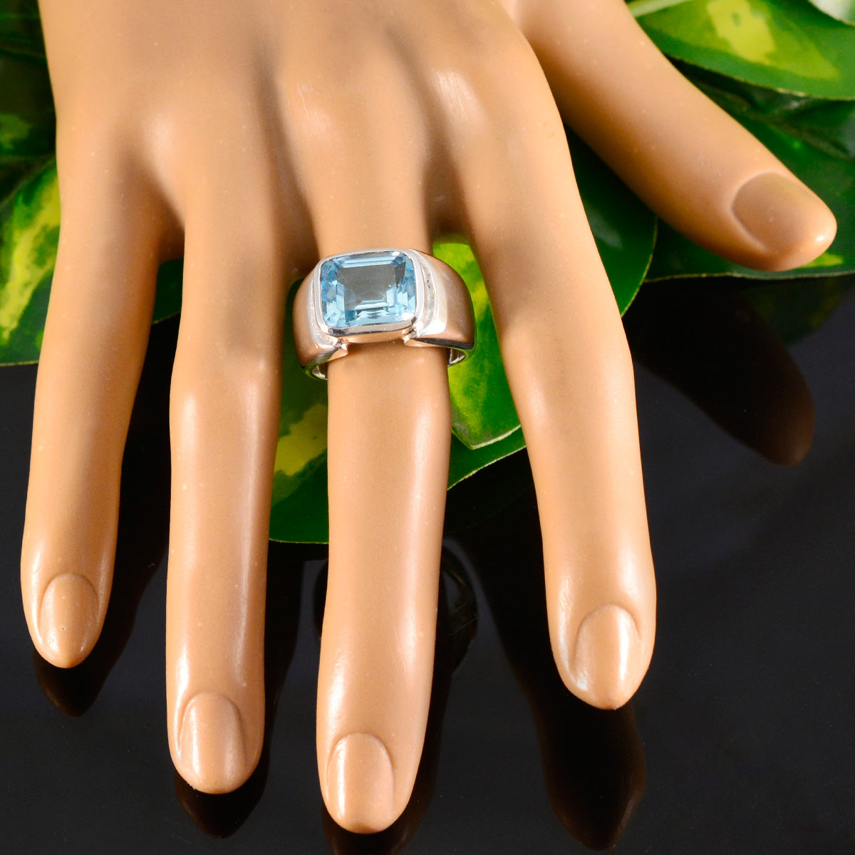 Blue Topaz Solitaire Russian Sterling Silver Blue Gemstones Essential  Trendy Ring Jewellery