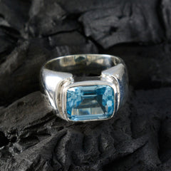Blue Topaz Solitaire Russian Sterling Silver Blue Gemstones Essential  Trendy Ring Jewellery
