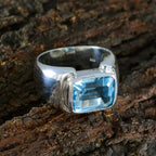 Blue Topaz Solitaire Russian Sterling Silver Blue Gemstones Essential  Trendy Ring Jewellery