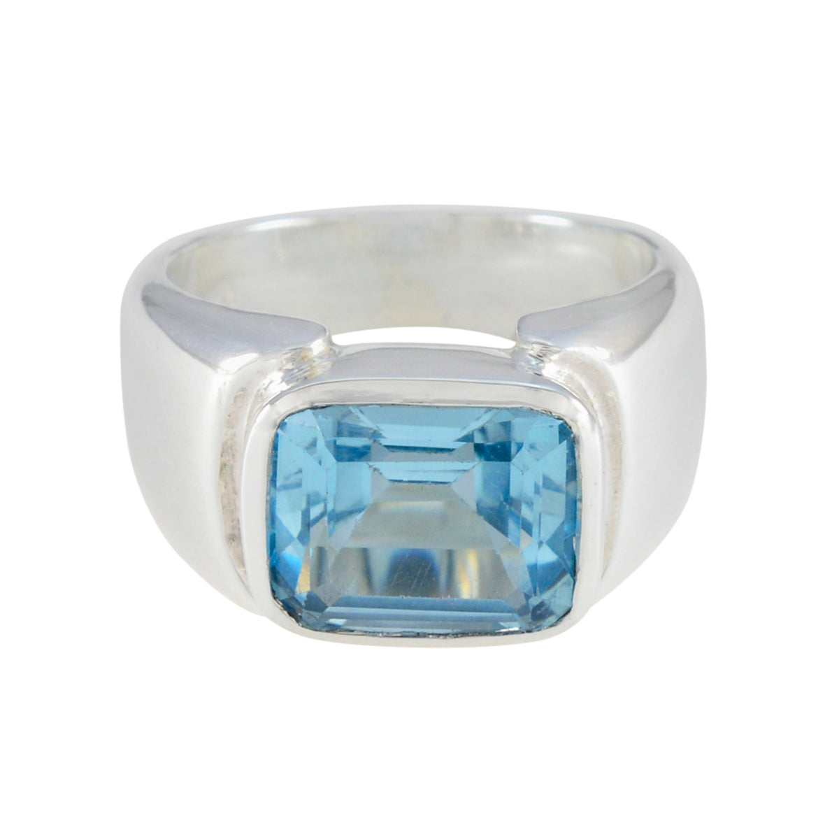 Blue Topaz Solitaire Russian Sterling Silver Blue Gemstones Essential  Trendy Ring Jewellery