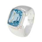 Blue Topaz Solitaire Russian Sterling Silver Blue Gemstones Essential  Trendy Ring Jewellery