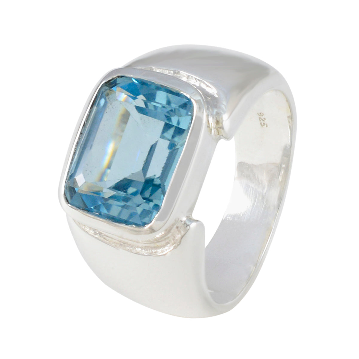 Blue Topaz Solitaire Russian Sterling Silver Blue Gemstones Essential  Trendy Ring Jewellery