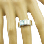 Blue Topaz Solitaire Russian 925 Silver Blue Gems Minimal Modern Ring Jewellery