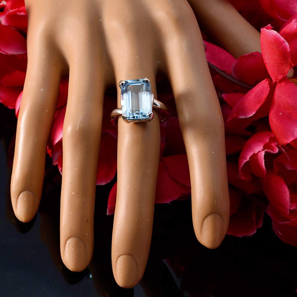 Blue Topaz Solitaire Moroccan Sterling Silver Blue Gemstones Mid weight Fairytale Ring Jewelry