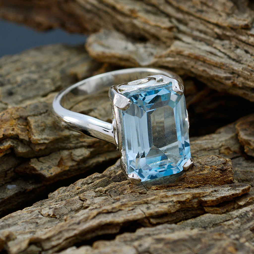 Blue Topaz Solitaire Moroccan Sterling Silver Blue Gemstones Mid weight Fairytale Ring Jewelry