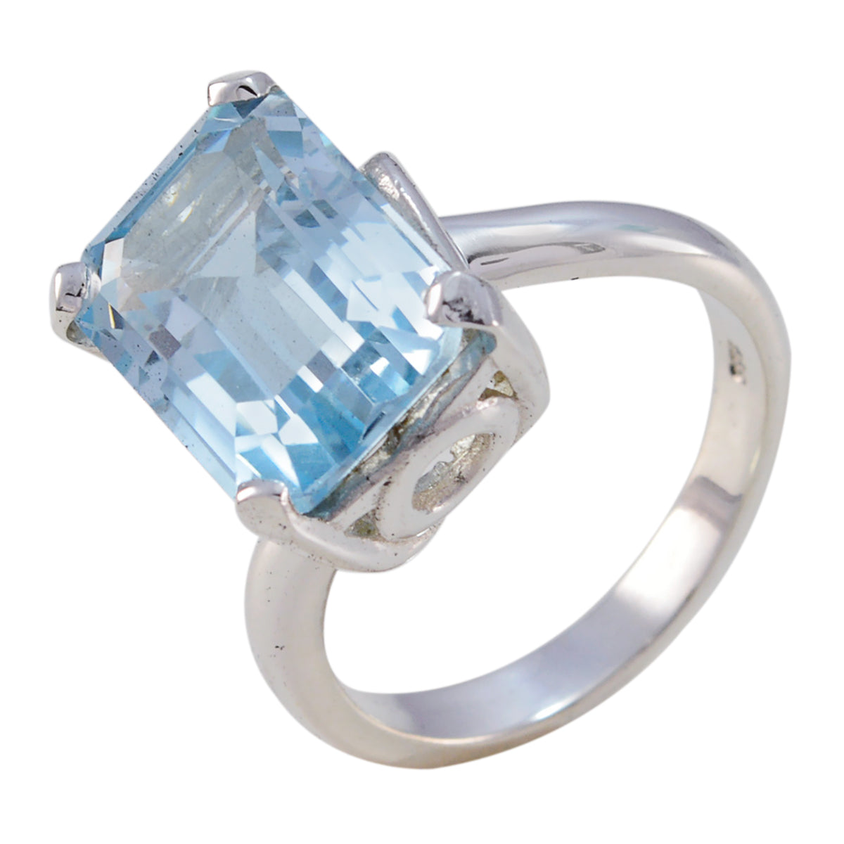 Blue Topaz Solitaire Moroccan Sterling Silver Blue Gemstones Mid weight Fairytale Ring Jewelry