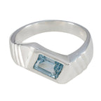 Blue Topaz Solitaire Egyptian Sterling Silver Blue Gems Eye catching Abstract Ring Jewellery
