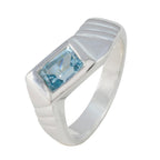 Blue Topaz Solitaire Egyptian Sterling Silver Blue Gems Eye catching Abstract Ring Jewellery