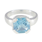 Blue Topaz Solitaire Italian 92.5 Silver Blue Gemstones Statement Armor Ring Jewelry